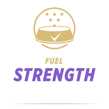 Fuel strength and stamina subhead with dog bowl icon