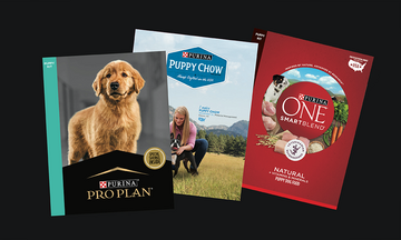 image of folders with purina puppy food products