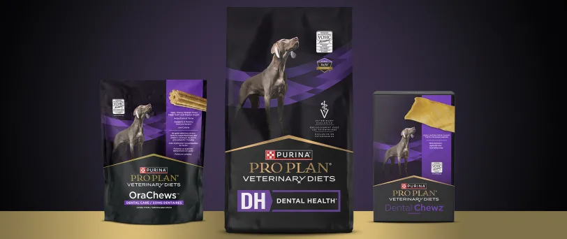 Purina Pro Plan Veterinary Diets and Treats package lineup. 