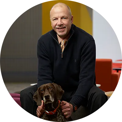 Keith Schopp and his dog. 