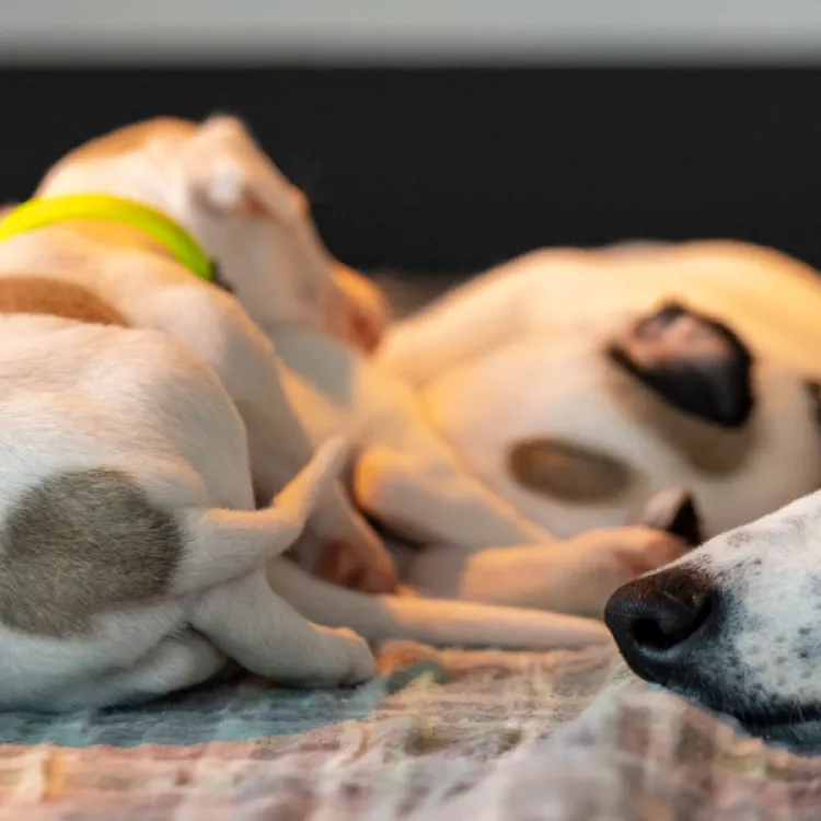 dog with puppies sleeping